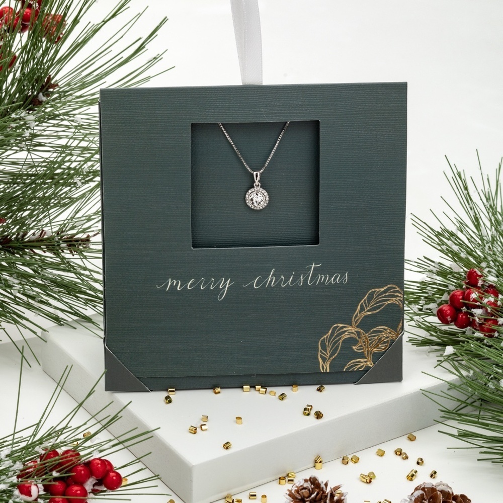 Swarovski Crystal Round Pendant Necklace – NWT – 18 Inch Chain – Christmas Gift